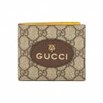 GUCCI Neo Vintage Metallist Tiigripea Logoga L&uuml;hike Kahekordne L&otilde;uendi ja Nahast Rahakott Meestele Eebenipuu/Pruun/Kollane Basic Set (Bag + Dust Bag) pruun/kollane