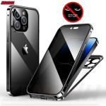 Kahekordse Klaasiga Peegeldumisvastane Privaatsus Magnetiline Adsorptsioonikate iPhone 16 15 14 13 Pro Max 16Plus jaoks Kaameraklaasi Kaitsekattega For iphone 14Plus must