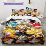 DRAGON BALL Muster Voodipesu, Tekikomplekt Tekikate Padjap&uuml;&uuml;r Kodu S&uuml;nnip&auml;evakingitus (1 * tekikott + 2 * padjap&uuml;&uuml;ri, ilma s&uuml;damikuta) 135x200cm black