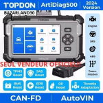 BAZARLAND30.TOPDON ArtiDiag500 outils de Diagnostic de voiture Scanner OBD2 moteur/ABS/SRS/ lecteur de Code OBD2 mise &agrave; jour .