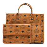 MCM suur logo disainiga PVC kott Unisex kott Konjak MWTDABO02CO001 Basic Set (Bag+Dust Bag)