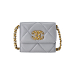 Chanel 19 kott Kuldne pandla Tepitud nahk Kett Lambanahk Klapp Crossbody Sidur Rahakott Naiste rahakott Hall AP1787-B04852-NC634 Box(Basic Set+Box)