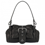 Vivienne Westwood Hazel Treasure Ikooniline sf&auml;&auml;rimuster Eemaldatav &otilde;larihm Volditud detail Nahast &otilde;lakott 4602000PWL00BXBLACKDARKSILVER Basic Set (Bag+Dust Bag)