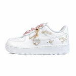 Nike Air Force 1 Abrasion Resistant Abrasion Resistant Low top Skateboard Shoes Women's White Pink Gold FV3654-111(Team74-) 37.5