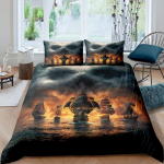 Piraadi tekikott komplekt Kuninganna Purjekas Tekikott komplekt Merenduse Ookeani Voodipesu komplekt Lahe stiil Tekikott Laine tr&uuml;kiga Dekoor Voodikate EU single(135x200cm)