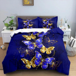 Hingav Stiilne Kuninglik Tekk Tekikott Liblikas Pol&uuml;ester 3D Lilla Unistav &Ouml;&ouml; Suurus Comforter (quilt)-EU Single(135*200cm)3pcs