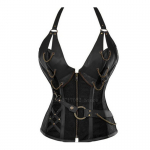 T&auml;iskasvanutele m&otilde;eldud keskaegne viikingite piraadikost&uuml;&uuml;m naiste gooti r&uuml;&uuml;tlikorsett Halloweeni cosplay Steampunk nahast p&auml;itsed vest metallist kuuri S must