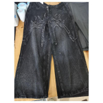 Gooti Retro L&otilde;dvad Unisex Mopip&uuml;ksid Y2K Fantom teksap&uuml;ksid High Street &Auml;mblikuga Tikitud Plaaster Hip Hop Streetwear Sirged teksap&uuml;ksid S