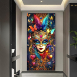 Veneetsia karnevalimask Uksekatte Taust Mardi Gras' Maskeraadipidu Kaunistused V&auml;rviline Sulgedega Taust Fotoesitusrekvisiit 180X90CM