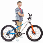 Noorte Maastikuratas Mtb 24 Tolli Poisile T&uuml;drukule Konfirmatsiooniks Shimano 7 K&auml;iku Amordiga Laiad Rehvid Calix Valge Sinine