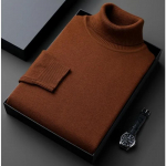 Talvine meeste kampsun k&otilde;rge kaelusega kampsun Meeste kootud paks elastne kilpkaelusega kampsun Slim Fit pikkade varrukatega pullover &uuml;hev&auml;rviline Trend meeste r&otilde;ivad M pruun