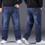 10XL &Uuml;lisuured Meeste Mood Meeste Teksad Laiade S&auml;&auml;rtega Denim P&uuml;ksid Meeste T&ouml;&ouml; Matkamine Igap&auml;evane Kandmine Lahtised Suure Suurusega Teksad 42 blue
