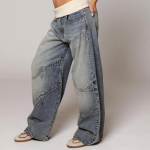 L&otilde;dvad sinised naiste teksap&uuml;ksid Y2k Harajuku Vintage Madala v&ouml;&ouml;kohaga Lai s&auml;&auml;reosa Ameerika stiilis DENIM P&uuml;ksid Gyaru Hip Hop P&uuml;ksid Streetwear XS sinine