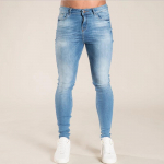 Meeste P&uuml;ksid Retropesu T&otilde;mblukuga Stretch Teksad Vabaaja Slim Fit P&uuml;ksid Meeste Suures Suuruses Pliiatsp&uuml;ksid Denim Skinny Teksad meestele L helesinine v&auml;rv