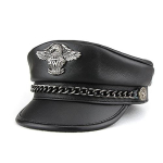 Eksklusiivne ehtsast veisenahast s&otilde;jav&auml;ek&uuml;bar Mehele Ehtne Nahast Lame Tipp M&uuml;ts Moodne Kotkam&auml;rk Kett Punk Vedur Casquette Mees 57-58cm black