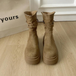 Vintage platvormiga paksude kontsadega naiste western-pahkluusaapad Moodsad tutiga slip-on kingad S&uuml;gis-talvised naiste paksud l&uuml;hikesed saapad 35 khaki