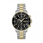 Hugo Boss 1513908 meeste k&auml;ekell kuldne rihm must sihverplaat 46 mm + karp