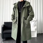 Trenchcoat Meeste Mood &Uuml;ler&otilde;ivas Mehed Vabaaja Kitsa L&otilde;ikega Tuulejope &Uuml;hev&auml;rviline Pikk Jakk Mees S&uuml;gis Homme Must/Khaki/Tume Roheline M tumeroheline v&auml;rv