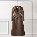 Elegantne Naiste Pikk Trench-mantel Vintage Nahast &Uuml;ler&otilde;ivas Slim Fit Keskmise Pikkusega Kevad S&uuml;gis Pealisr&otilde;ivad S