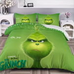 Roheline Koletis Varastas J&otilde;ulud Voodipesukomplekt Voodipesukomplekt Grinch Tekikottide Komplekt Kuninglik Kuninganna Suurus 2/3tk Poistele Meestele Kingitused EU Single 135*200cm/53x79in 3pcs