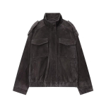 Naiste vintage seisev krae kunstnahast jakk, lai l&otilde;ige, vabaaja &uuml;ler&otilde;ivas, v&auml;rvides: khaki, tumepruun, beež M black