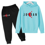 Laste Kapuutsiga Jakk Moodne Korvpallijakk Trendikad Riided Poisid T&uuml;drukud 3-12 Aastat Pullover Dressipluus Topp+P&uuml;ksid 2P Spordikihiline Jooksukomplekt 140 blue