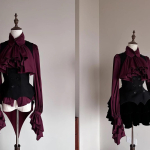 Vintage Ruffled Gootika Dark Academia R&otilde;ivad Y2k Kitsa V&ouml;&ouml;kohta Pikkade Varrukate S&auml;rgid Naistele Kevad Valged Blusas De Mujer M punane