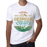 Meeste vintage tees&auml;rk Graafiline T-s&auml;rk Mountain Explorer Georgia White XS valge