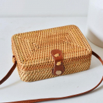 Ruudukujuline &otilde;lgkotid Naiste k&auml;sitsi valmistatud rotangist kott Woven Beach Travel K&auml;ekott 19*6*13cm khaki