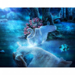 Teemanttikandid Moonlight Luikede j&auml;rve t&auml;isring puur Teemantmaaling Ristpistes kivikivi 20X30CM