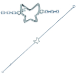 Les Tr&eacute;sors De Lily [G6451] - Bracelet Argent 'Papillon' blanc argent&eacute; (rhodi&eacute;) - 10x8 mm h&otilde;be