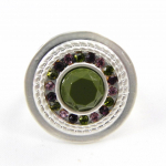NOA [G8263] - Bague Cr&eacute;ateur 'Sissi' vert violet argent&eacute; roheline