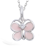 Les Tr&eacute;sors De Lily [N5346] - Pendentif Argent 'Papillon' rose argent&eacute; (rhodi&eacute;) - 9x8 mm h&otilde;be