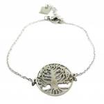 Les Tr&eacute;sors De Lily [P7715] - Bracelet acier 'Arbre de Vie' argent&eacute; - 16 mm h&otilde;be