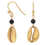 Les Tr&eacute;sors De Lily [Q8556] - mustast kullast 'Cowrie' terasest disaink&otilde;rvar&otilde;ngad - 25x10 mm must