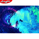 5D teemantmaali komplekt maastiku mosaiik kodukaunistus tikandid m&auml;gi ristpistes k&auml;sitsi valmistatud kingitus 20X30CM