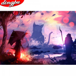 DINGPU teemantmaal 5D t&auml;is&uuml;mmargune tikandid kodukaunistus mosaiikristpistega k&auml;sitsi valmistatud kingitus 20X30CM