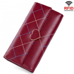 Naiste pikk rahakott Nahast kolmekordse siduriga multifunktsionaalne rahakott punane