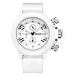 Megir Fashion meeste silikoonrihm Sport, kvartsist k&auml;ekellad, analoogekraaniga kronograaf, must meestekell kalendriga 2002 valge