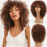 MERISIHAIR Must Tumepruun L&uuml;hike Afro Lokkis Parukas Burgundia Blond S&uuml;nteetilised K&otilde;rge temperatuuriga Fiiber Parukad naistele 14inches