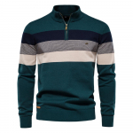 AIOPESON Meeste Patchwork Pullover Kampsun Puuvillane Casual T&otilde;mblukuga Mock Kaelusega kampsun meestele Uus talvemoodne soe kampsun meestele L 70-78 kg roheline