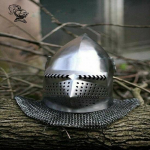 Kohandatud SCA 14 Gauge terasest keskaegne Bascinet Klapvisor kiiver W polsterdus Halloween