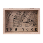Les Tr&eacute;sors De Lily [A1660] - 'New York' must beež puidust hoiukarp - 24x16x6 cm must