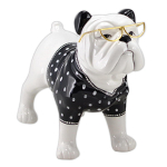 Les Tr&eacute;sors De Lily [R6542] &ndash; keraamiline kujuke  Inglise buldog  valge must (prillid) - 19x16x9 cm valge