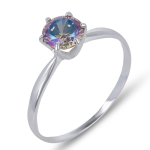 Solitaire Silver 'Unikaalne' boreaalne lilla h&otilde;bedane (roodiumiga kaetud) - 6 mm 58 mitmev&auml;rviline