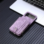 T&auml;ieliku kaitsega nahast mobiiltelefoni&uuml;mbris Samsung Galaxy Z Flip 4 5g Flip4 Zflip4 Flip 3 Flip3 kaardipesa kokkupandav kate for Samsung Z Flip 3