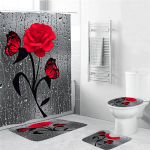 3D Rose veekindel du&scaron;ikardina komplekt WC katte matt libisemiskindlad vannivaibad Vannitoa s&otilde;brap&auml;eva j&otilde;ulukaunistus 4 tk