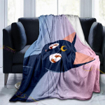 Armas haldjas Sailor Moon Flanell tekk Luna Cat Pehme fliisist tekk Katte pikniku joogamatt seinavaibad Kodukaunistuse kingitused 75x90cm