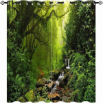 Metsa kose kardinad magamistoa jaoks Looduslik maastik 3D-prinditud kardinad M&auml;evooluakna kardin elutuba 2 paneeli W53.5 X H114cm X 2 brown