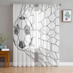 Jalgpalli Jalgpalliv&otilde;rgu visandid L&auml;bipaistev kardin elutoa kaunistamiseks Moodne t&uuml;llist aknakardin magamistoa jaoks Voile organza kardinad 1 PCS W200XH250cm